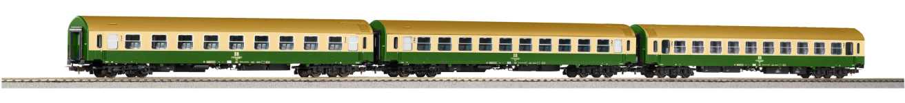 PIKO 58278 - H0 - 3-tlg. Set Personenwagen beige-grün, DR, Ep. IV